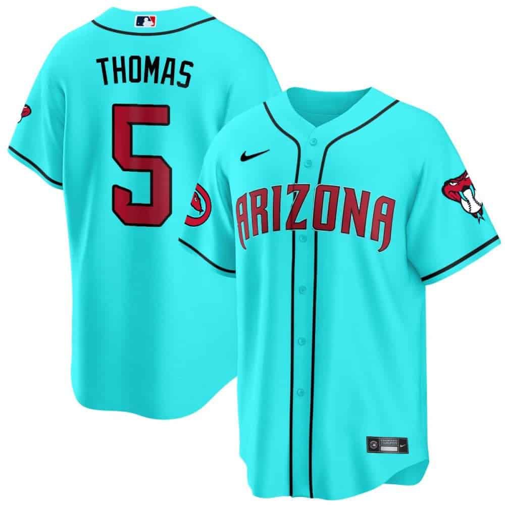 Men Arizona Diamondback #5 Thomas Light Blue 2024 Nike Cool Base MLB Jersey style 1->arizona diamondback->MLB Jersey